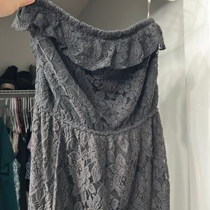 Black Lace Maxi Strapless Dress